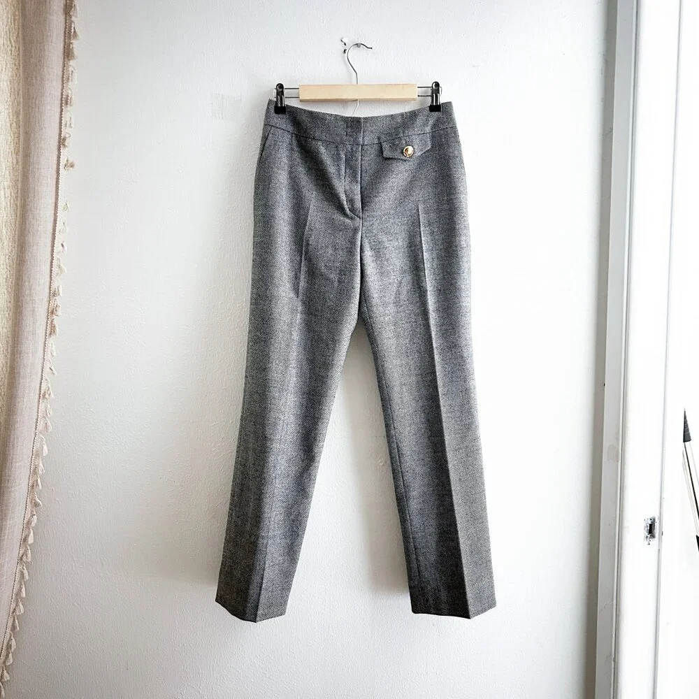 ESCADA Virgin Wool Herringbone Quiet Luxury Powersuit Blazer and Trousers SZ 34 - Picture 12 of 14